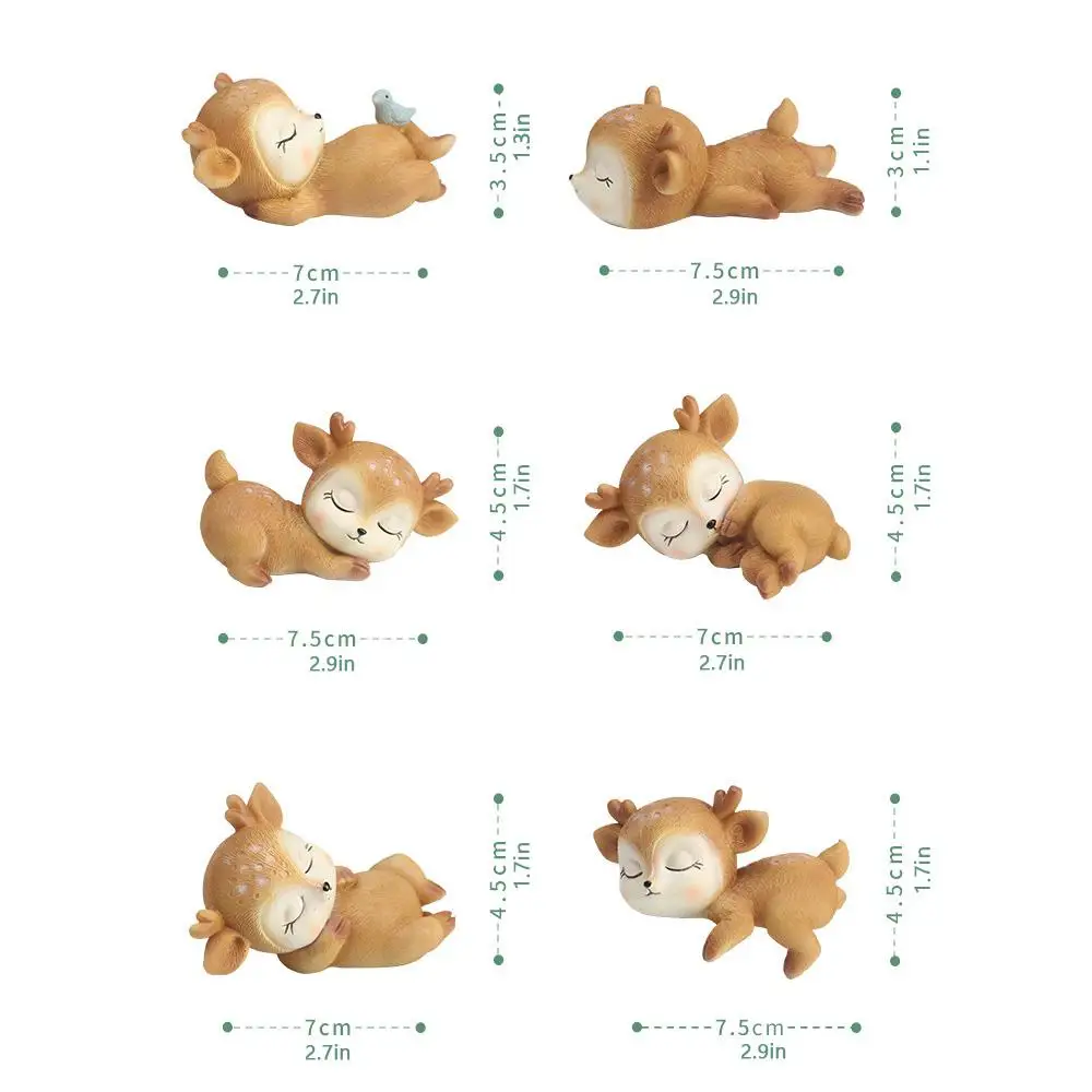 Resin Sleeping Baby Deer Mini 3D Elk Christmas Ornaments Cute Decor for Home Garden Car Xmas Party Table Decoration Kids Gift
