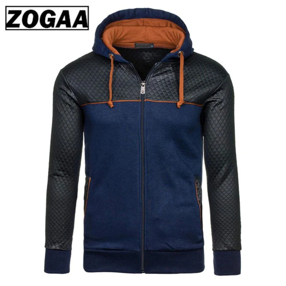 

2019 New Fashion Men's Hoodies Tracksuit Casual Solid Color Long Sleeve Sweatshirt Male Zipper Slim Plus Size Hoodie ZOGAA
