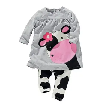

Baby Clothing Sets Kids Newborn baby Boys Girls Long Sleeve Cow T-shirt +Striped Pants Infant Clothes Outfits Sets 0-24M