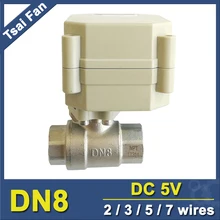 DC5V BSP/NPT 1/4 ''Электрический кран 2/3/5/7 провода Нержавеющая сталь DN8 моторизованный клапан Кнопка ВКЛ/ВЫКЛ 5 сек для Очистка воды