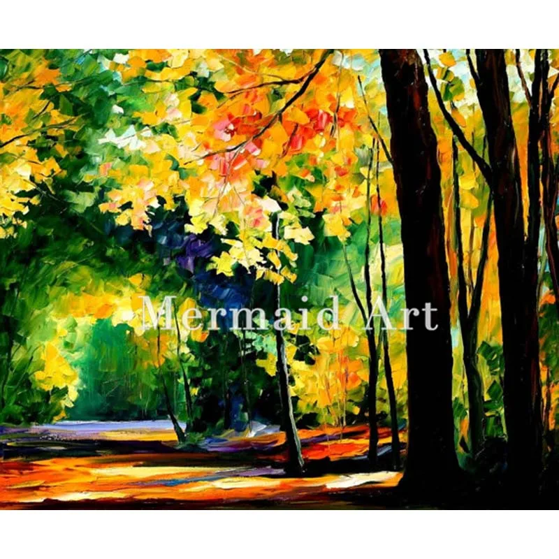 

Hand Painted Oil Painting On Canvas Morning Forest Abstract Palette Knife Painting Living Room Wall Decor Artwork Figures Poster