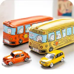 Творческий мультфильм автобус Карандаш сумка для школьников канцелярские подарки для детей большой ёмкость холст сумки