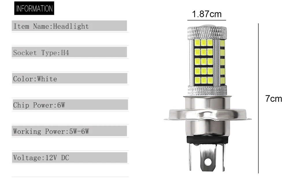 1 шт. яркий Автомобильный светодиодный H4 H7 66 Smd 2835 белый противотуманной фары DRL головной светильник Авто дневные ходовые огни светильник 12V