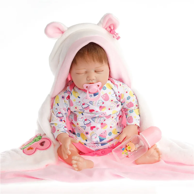 

SanyDoll hot sale silicone reborn baby Beautiful flower dress 22 inch 55 cm lovely sleeping doll holiday gift