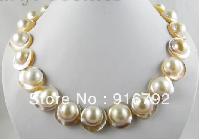 

free shipping >>>>>AAAA 21 MM Natural White Mabe Pearl Necklace