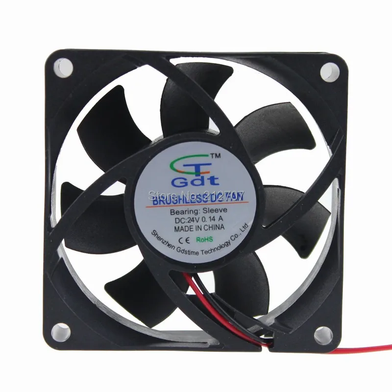 100PCS Cheap cooling Fan 70mm 7cm 7025 DC 24V 70 x 70 x 25mm 2Pinin