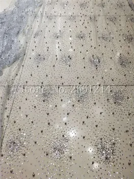 

Good design lace fabric with beads glued glitter for party dress BZL-19.1181 top sale glued glitter lace fabric