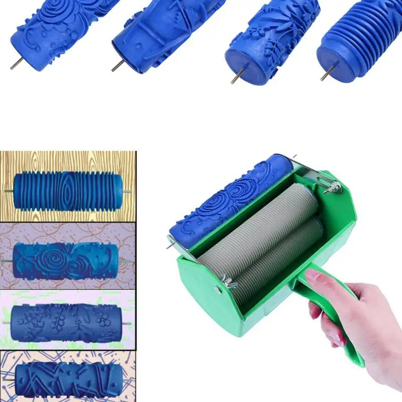 

Mulit Patterns DIY Rubber Paint Roller Cover Embossed Paint Roller Sleeve Wall Texture Stencil Brush