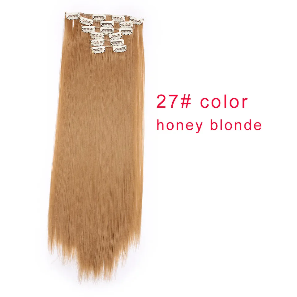 AISI BEAUTY 6 шт./компл. 2" заколка для волос Длинные прямые 16 зажимов Синтетический зажим для наращивания волос для женщин черный термостойкий - Цвет: #27