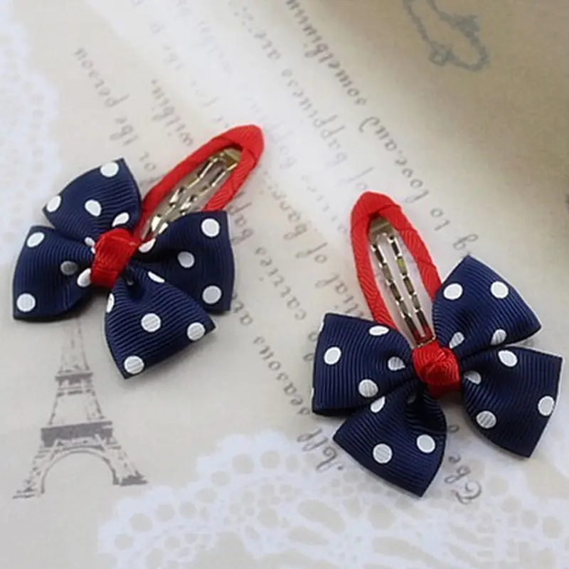 

Baby Girls Hair Clips Ribbon Bow Kids Bowknot Hairpins Hair Accessories lovely Point Flower Colors