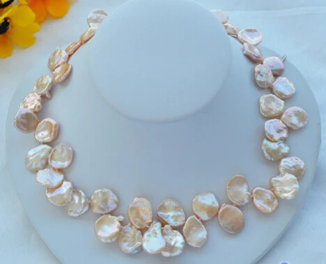 

HOT 001929 Huge 17" 20mm PINK lamina KESHI REBORN PEARL NECKLACE