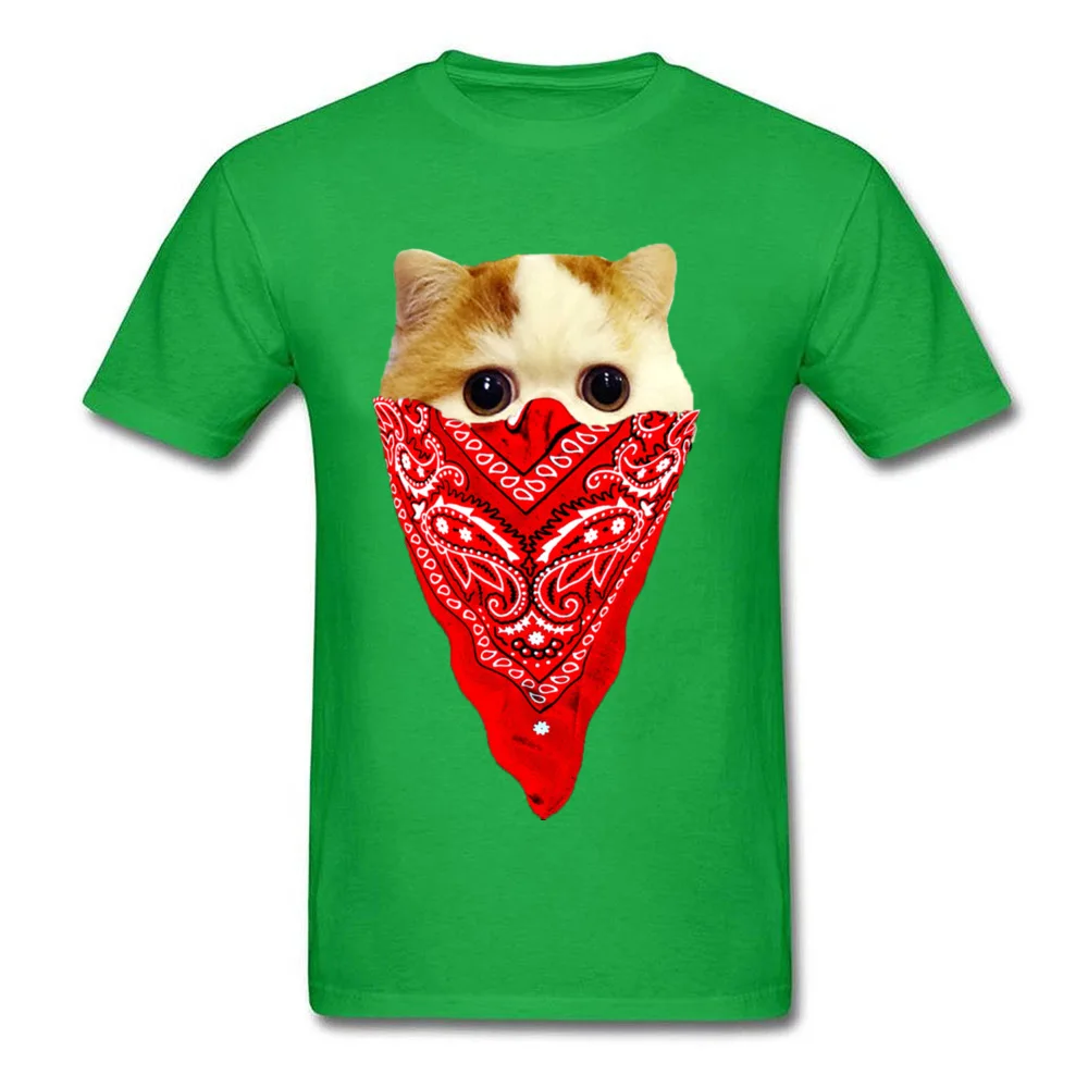 Cutest Gangster Cat Slim Fit Printed On T-Shirt Round Neck Cotton Fabric Short Sleeve Tops T Shirt for Men T Shirts Summer Fall Cutest Gangster Cat green