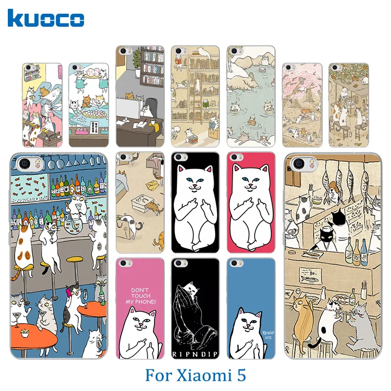 Soft TPU Case For Xiaomi 5 Mi MI5 M5 Cases Cover 5.15&quot Mobile Phone Back Cats Family Pattern Silicon Shells |