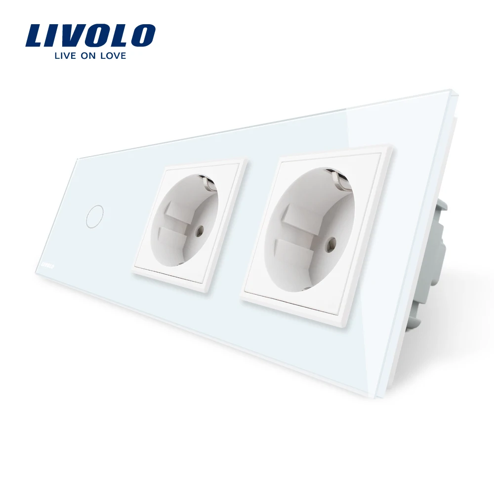 Livolo ЕС стандартный разъем питания, AC 220~ 250 В, Кристалл Панель для розеток панели, 2 Банды настенные розетки с сенсорным выключателем