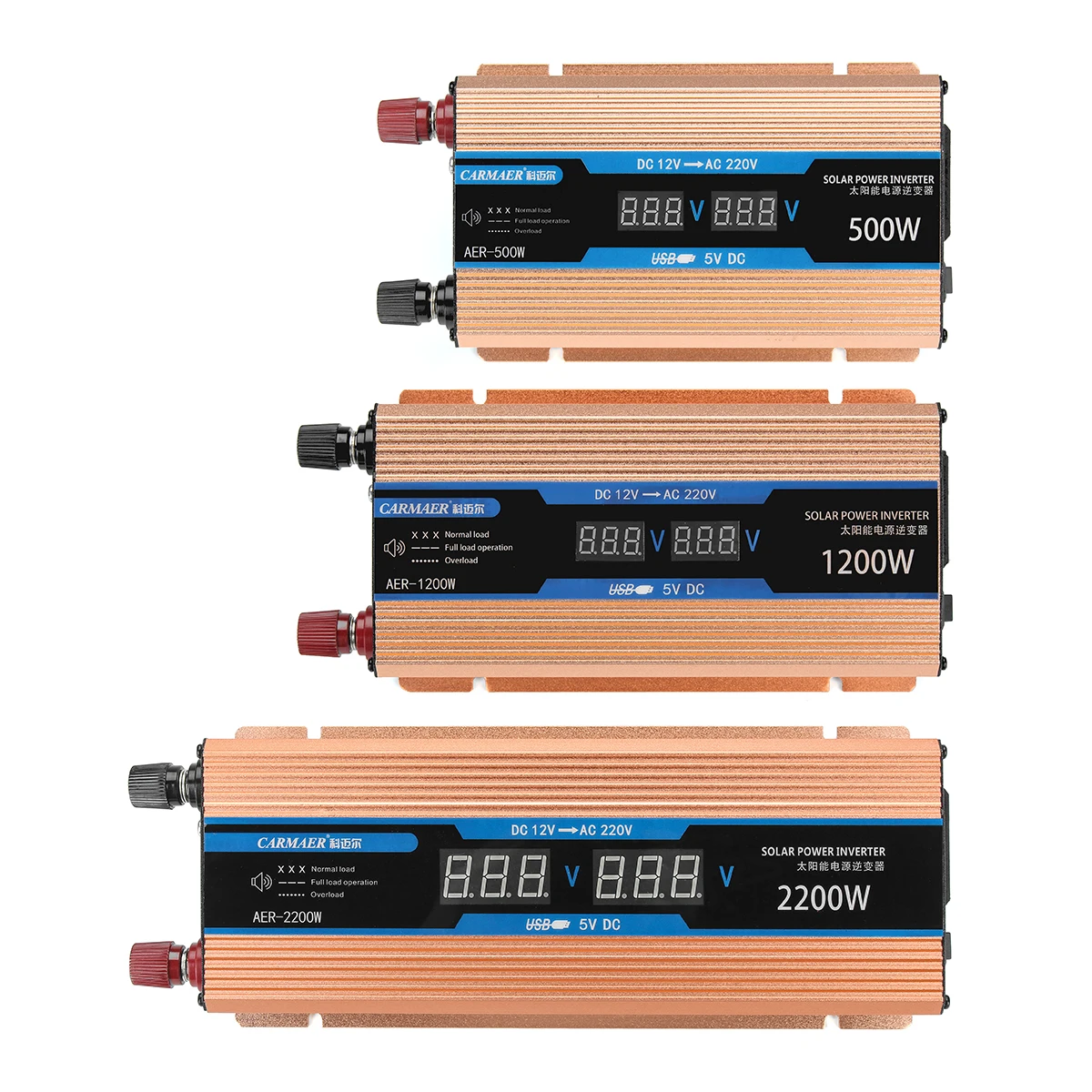 

Peak 2200W Double LCD Smart Mute Fan Car Solar Power Inverter Modified Sine Wave Converter Voltage Transformer DC 12V/AC 220V
