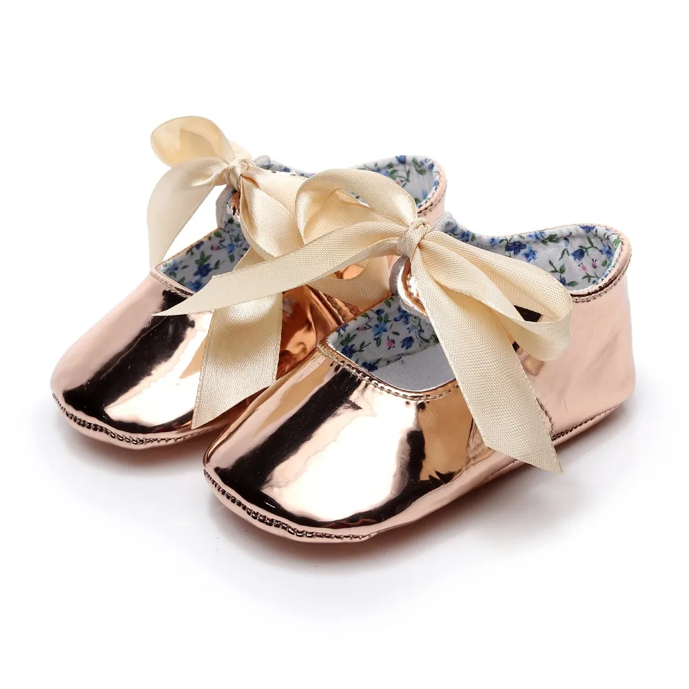 2019 Summer butterfly-knot mary jane baby girls dress shoes PU Leather gold Baby moccasins Prewalker princess ballet party Shoes