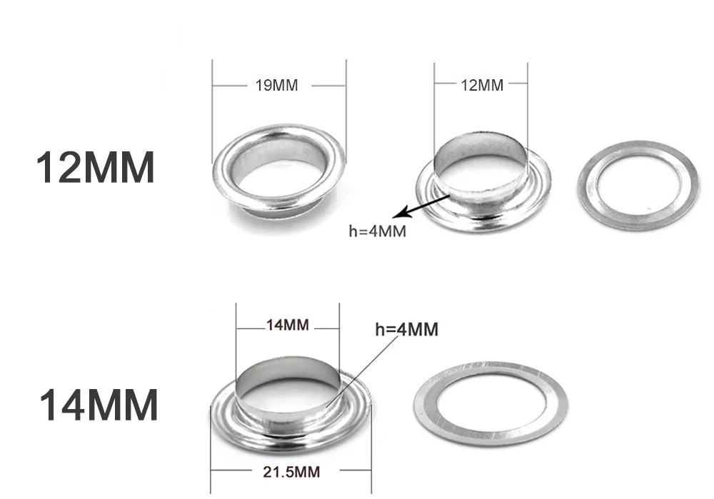 100 шт./лот) 8 мм-14 мм внутренний диаметр металлическое отверстие для одежды и аксессуаров. Кукуруза. Люверсы. Кольцо. Заклепка защелкивается ушко устанавливается