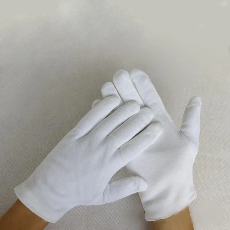 

12 pairs White 100% Cotton Gloves Serving Waiters Gloves Concierge Butler Snooker Equestrian Gloves