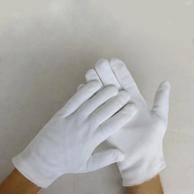 12 pairs White 100 Cotton Gloves Serving Waiters Gloves Concierge
