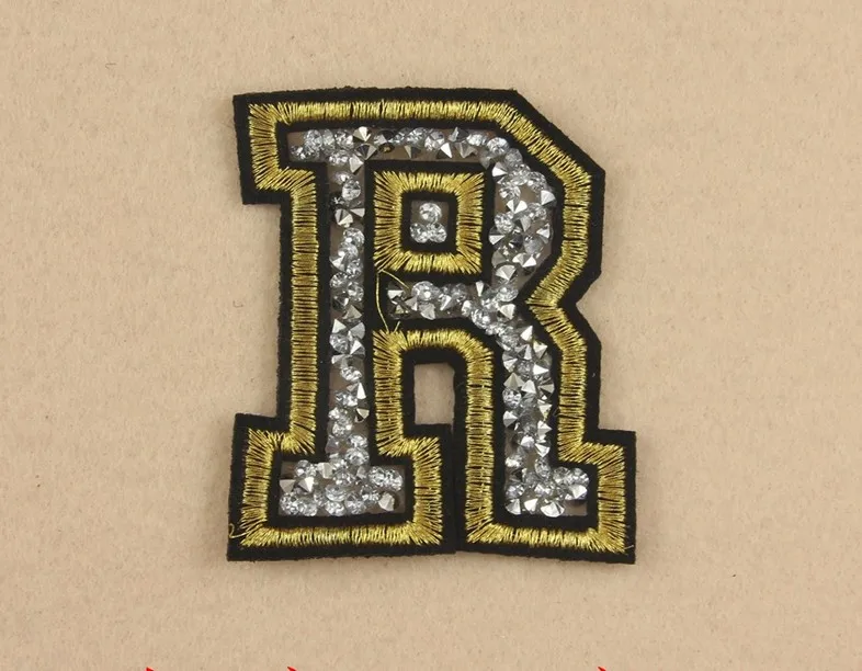 10pcs/Lot Wholesale Letter R Rhinestone Diamante Transfer Iron On