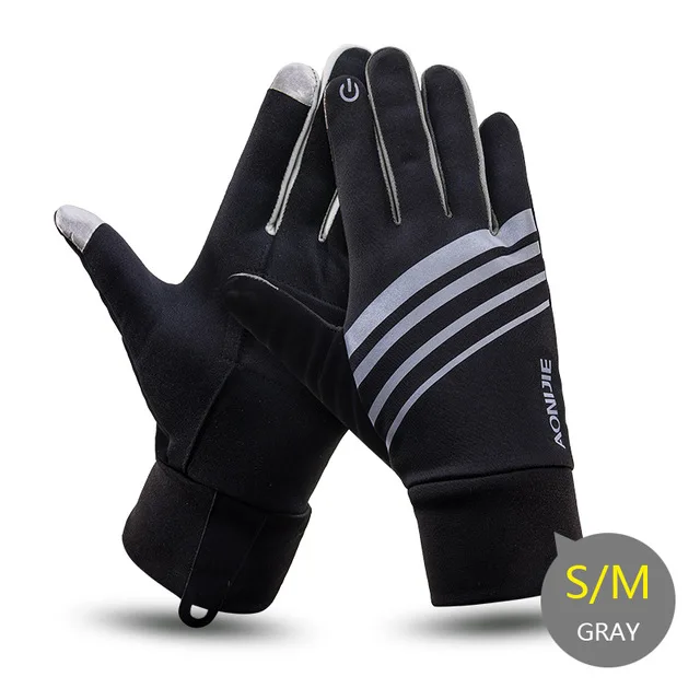 SM Gray AONIJIE M51 зимней одежды в стиле унисекс спортивные игры для сенсорного экрана с защитой от ветра Термальность флисовые перчатки для бега на улице Пеший Туризм Велоспорт Лыжный спорт велосипед Camp - Цвет: SM Gray