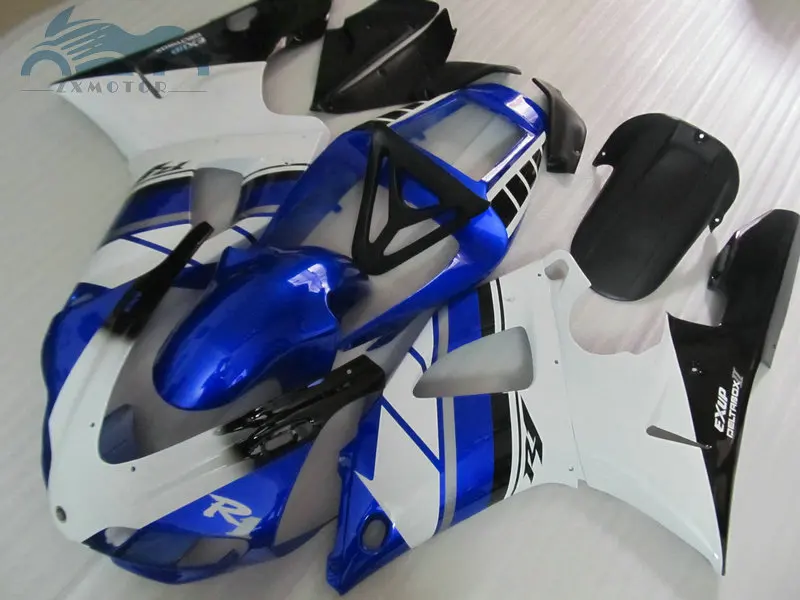 Высококачественный комплект обтекателей мотоцикла, пригодный для YAMAHA YZF 1998 1999 R1 YZFR1 98 99 ABS пластиковые наборы, обтекаемый кузов Синий Белый Кузов