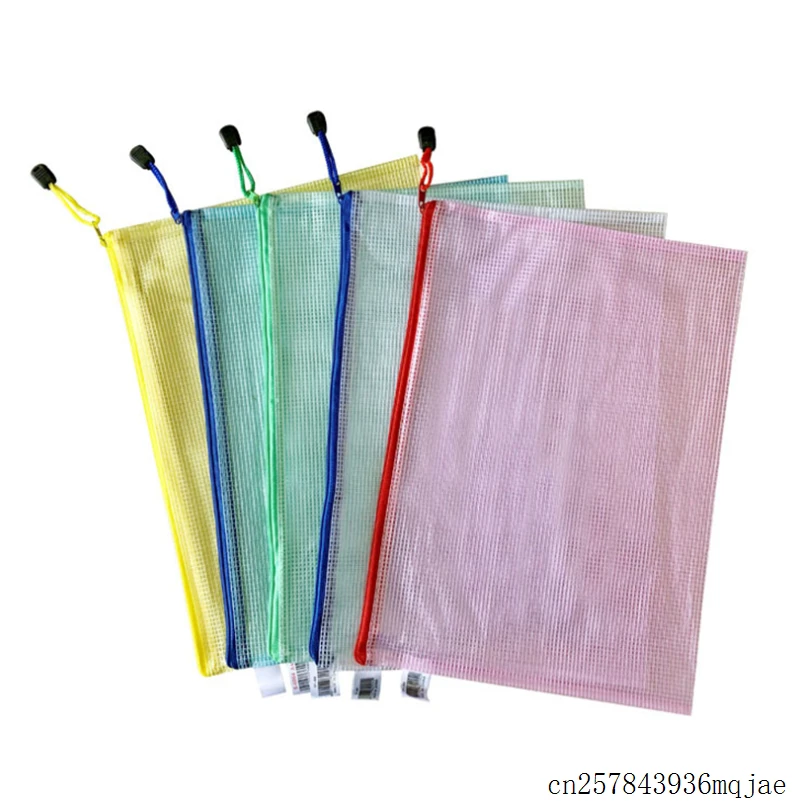 

200pcs Gridding Zipper Bag Waterproof Document Pen Pocket Folder Storage Bags A3 A4 A5 A6 Size