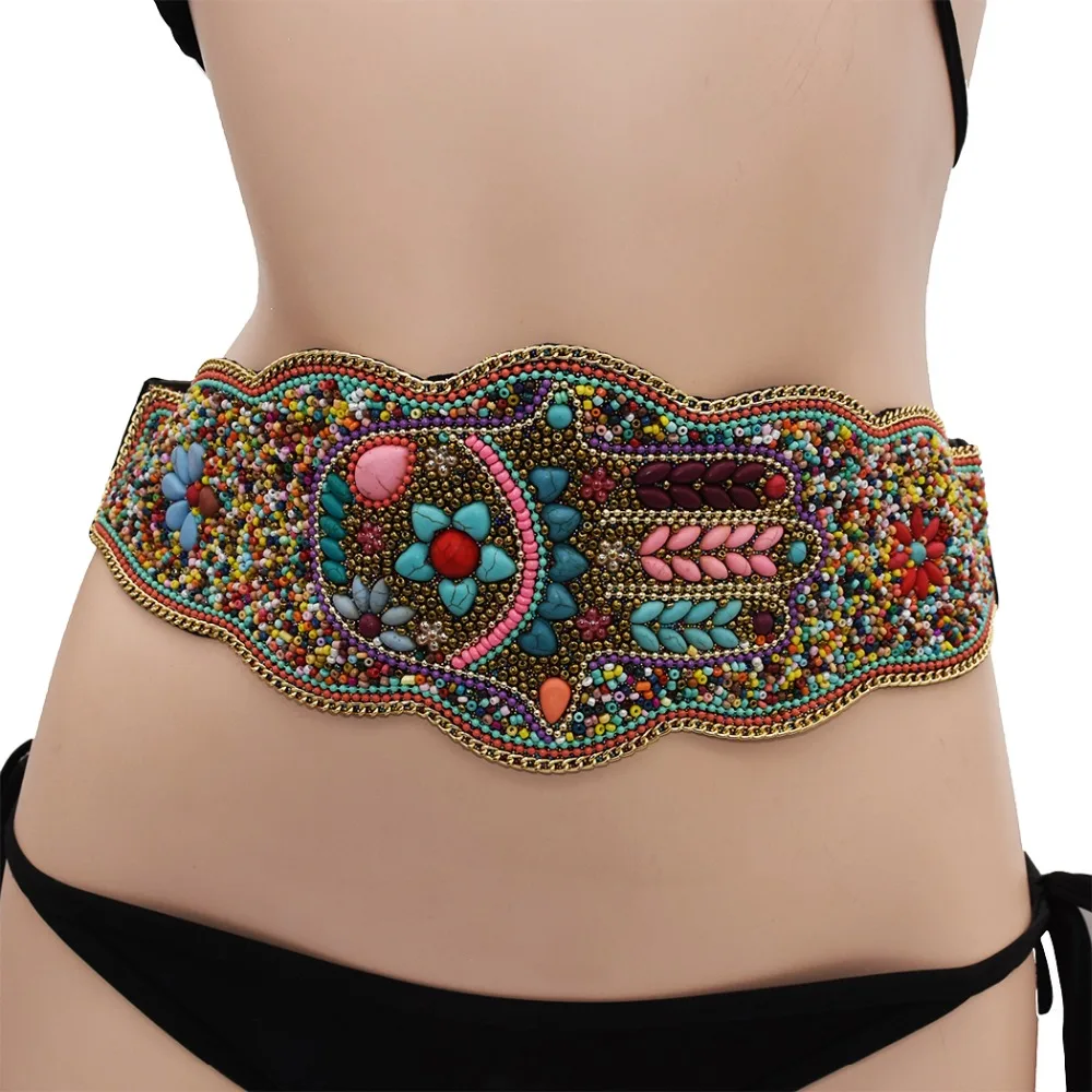 

Colorful Waist Beads Girdle Waistband for Women Gypsy Tribal Ethnic Dress Corset Elastic Belt Boho Indian African Body Jewelry