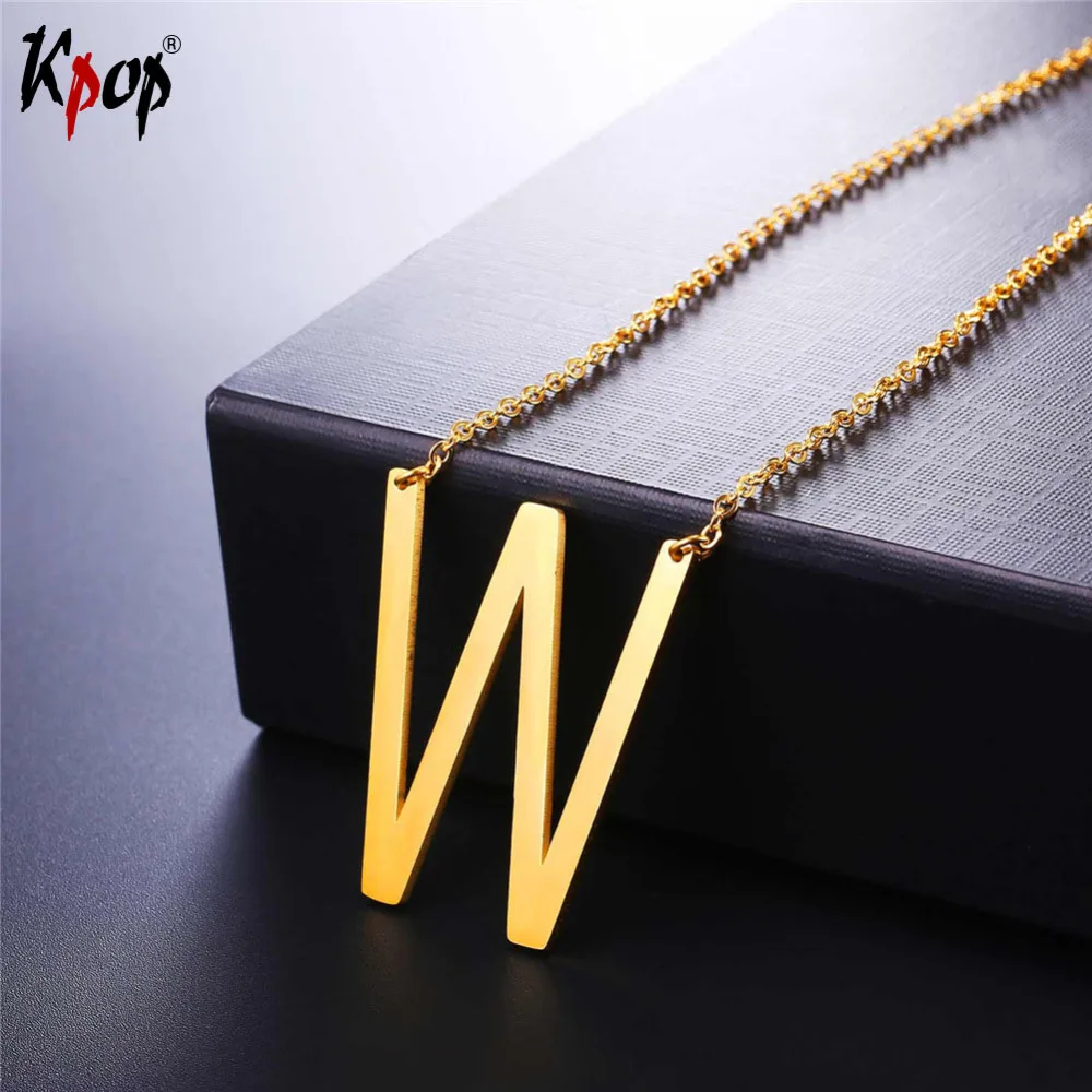 548 50 De Descuentokpop Acero Inoxidable Letra W Colgante Con Gargantilla De Cadena Orocolor Negro Para Hombremujer Clavícula Cadena Collar