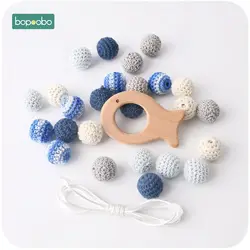 Bopoobo 1 компл.. Деревянный игрушка в виде животного вязаный крючком Бусины Кормящих подарок BPA бесплатно ребенка прорезыватель уход за детьми