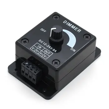 

NEW Black LED Dimmer Switch DC 12V 24V 8A Adjustable Brightness Lamp Bulb Strip Driver Single Color Light Power Supply Contr