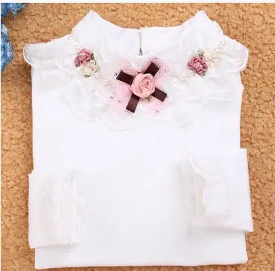 Школьная блуза для девочек от 3 до 13 лет блузка для девочек детская одежда одежда для подростков рубашка со стойкой и с цветочным узором - Цвет: A