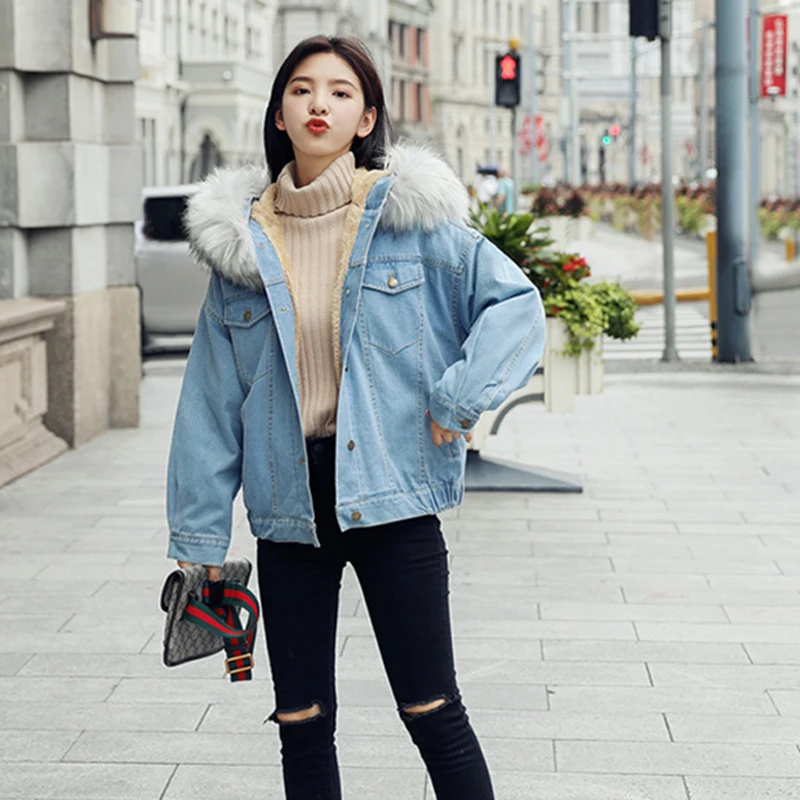 faux shearling denim jacket