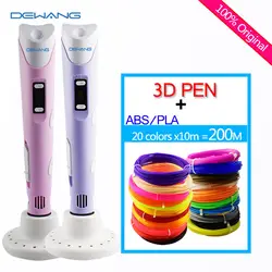 Dewang 3d ручки + 20*10 м ABS накаливания, 3 D печатных пера 2017 Smart creative3d ручка Doodler, Best подарок для детей, 3D Рисунок pen-3d ручка