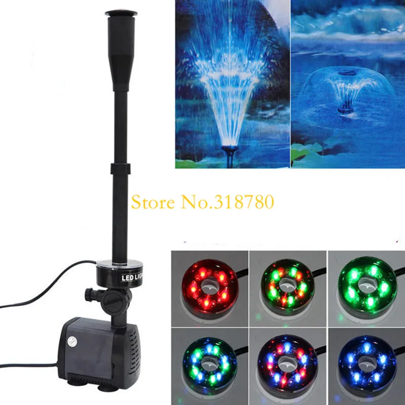 4M 5M Lift High Aquarium Pond Led Fountain Pump Submersible Water Pump Garden Decoration Led Light Color Change 75W 80W