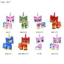 Один строительные блоки мультфильм фильм кирпичи Unikitty Super Angry Astro Queasy Biznis Единорог Kitty игрушки для детей