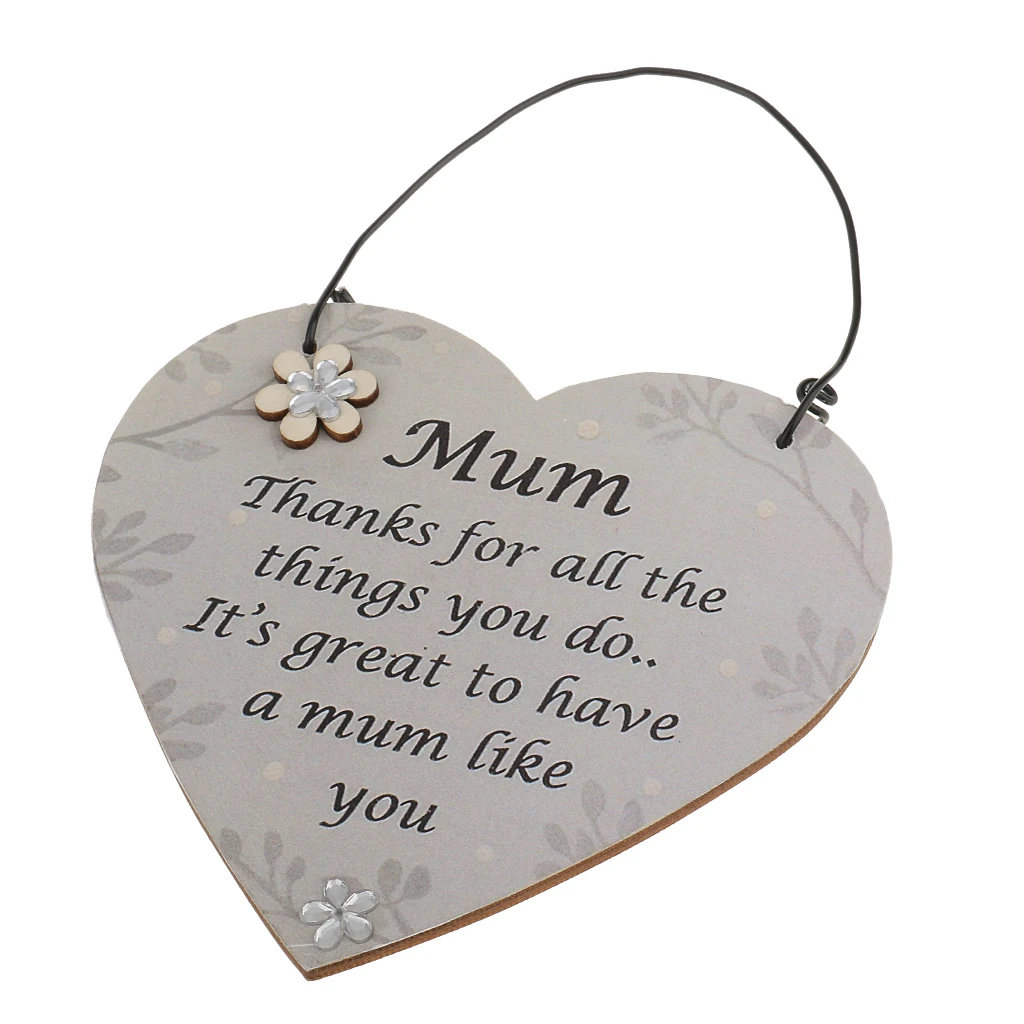 Mum Thanks for all the things you do.. Wall Door Wooden Plaque Heart Shape Hanging Signs
