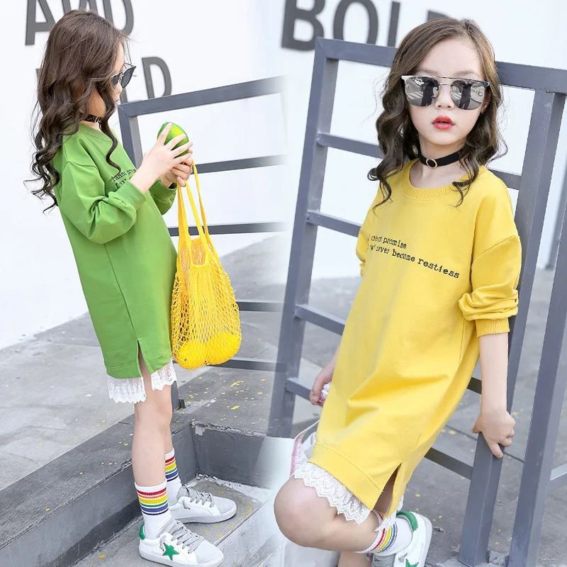 

Girls' Children's Shirts Letters Kids Dresses for Girls Cotton Blouse Long Sleeved T-shirts Dress Toddler Girls Clothes