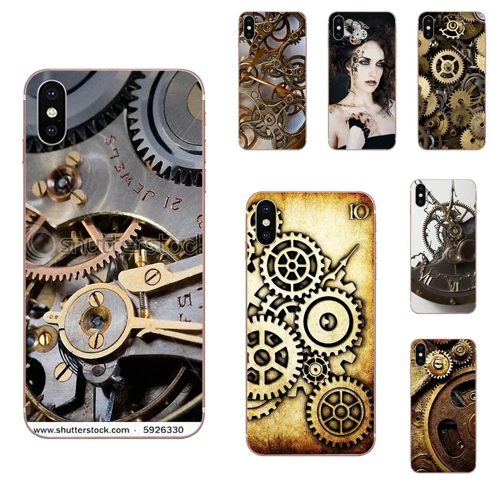 

TPU Cover Case Steampunk Clock Mechanism Cogs Gears For Samsung Galaxy Note 5 8 9 S3 S4 S5 S6 S7 S8 S9 S10 mini Edge Plus Lite