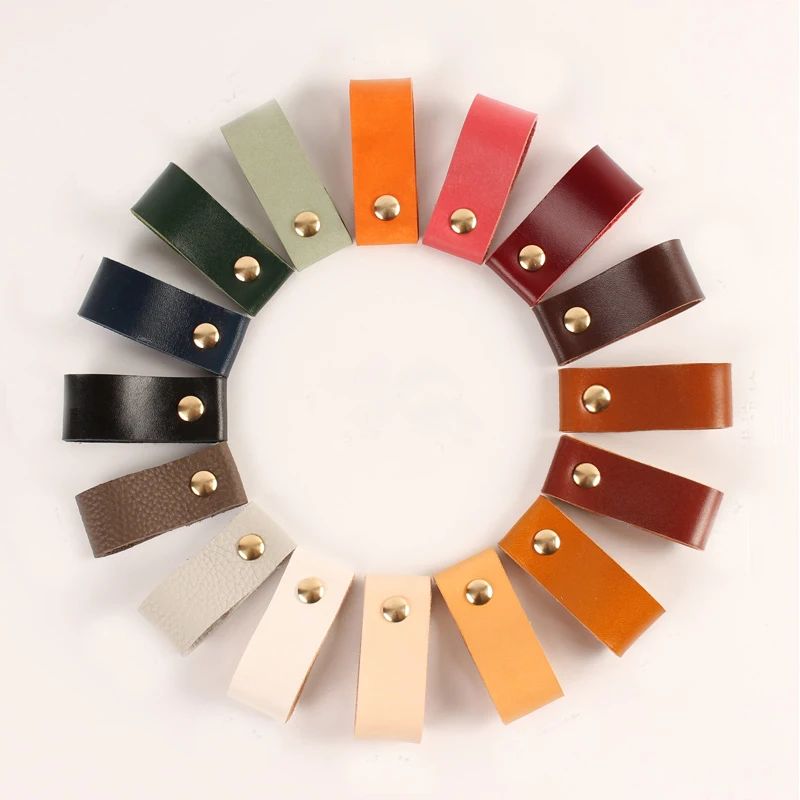 1x Soft Leather Drawer Pulls Wardrobe Cabinet door Knobs Cupboard Pull Handle with Screws