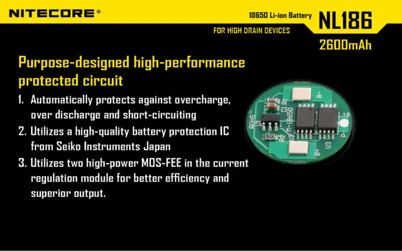 4 шт./лот Nitecore NL1826 2600 мАч 18650 3.7 В Перезаряжаемые литий-ионный аккумулятор (NL1826) Бесплатная доставка