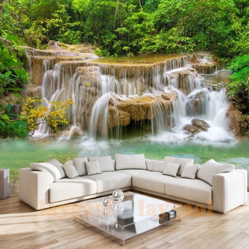 

digital printing high quality large 3d wall mural waterfall Natural scenery 3d wallpaper for Living room TV backdrop
