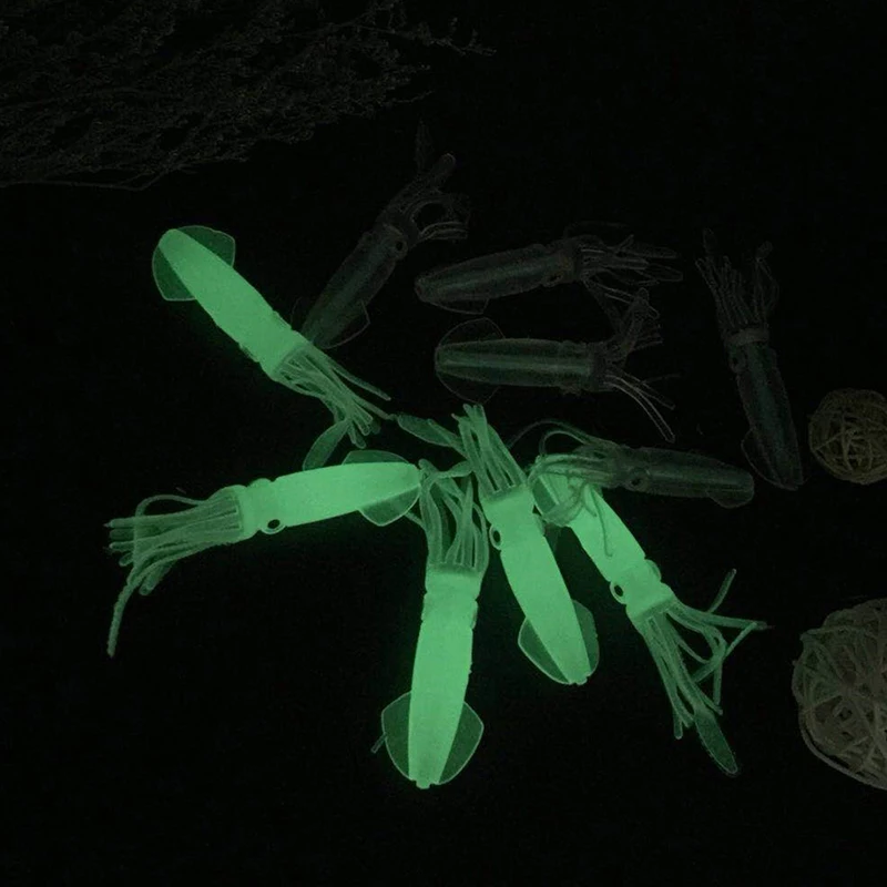 

1PC Luminous Squid Jigs Silicone Sea Fishing Soft Baits Fishing Tackle 10cm 8g