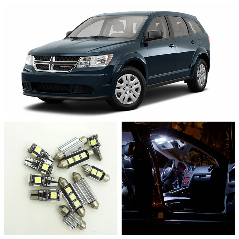 

10pcs Canbus Xenon White Car LED Light Bulbs Interior Package Kit For 2009-2015 Dodge Journey Map Dome License Plate Lamp