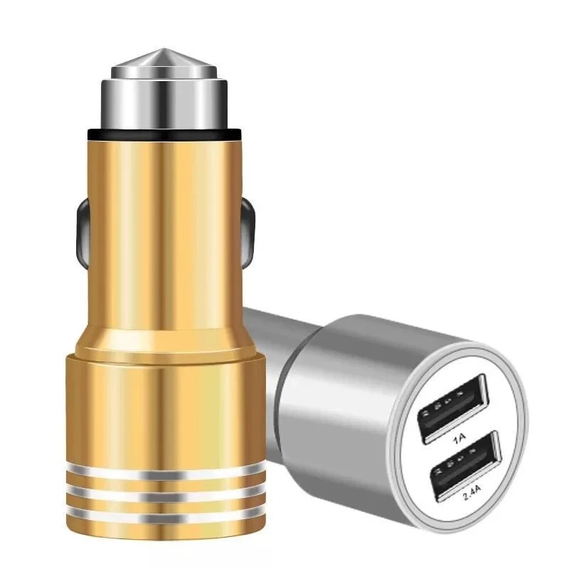 USB quick car charger apple android charg adapter iphone dual USB port cigarette lighter conversion plug car glass breaker