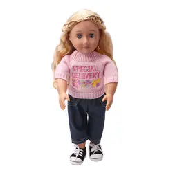 Кукла Одежда розовый комплект с толстовкой черный Штаны Игрушка аксессуары подходят 18 дюймов девочка кукла и 43 см кукла c163
