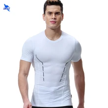 Для мужчин быстросохнущая работает рубашка фитнес-плотно футбол утягивающие футболки футболка спортивная футболка Кроссфит тренажерный зал Rashgard тренировочная спортивная одежда