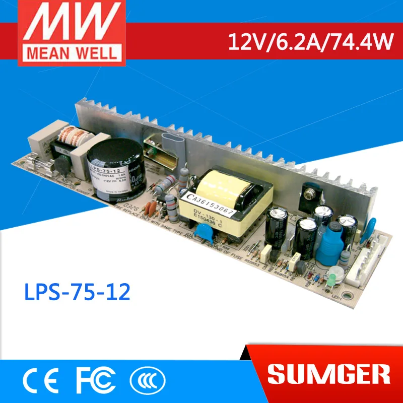[BB] означает хорошо оригинальный lps-75-12 6 шт. 12 В 6.2a Meanwell lps-75 74.4 Вт один Выход