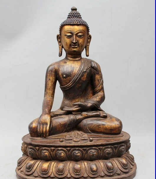 

006746 18"Old Tibet Tibetan Buddhism Bronze Sakyamuni Shakyamuni Amitabha Buddha Statue