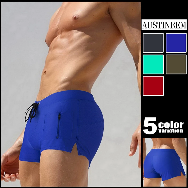 

Austinbem Brand New Summer Men Swimsuit Beach Board Surf Swimming Sports Suits Briefs Sexy Mens Swimwear Gay Swim Bathing Shorts